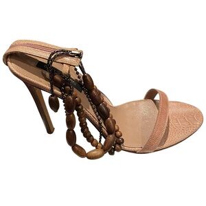 Sergio Rossi Pink-nude Beaded Women's Heels